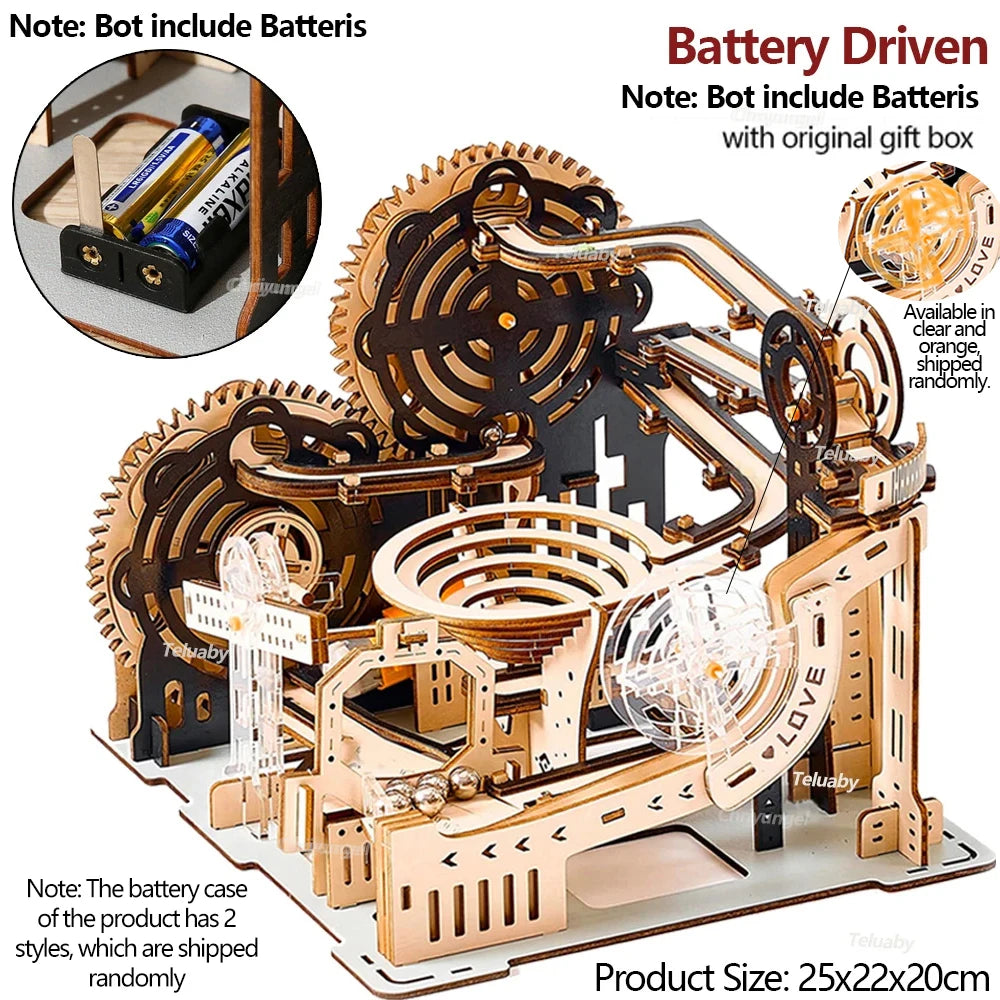 3D Wooden Marble Run Puzzle – Mechanical Model Kit