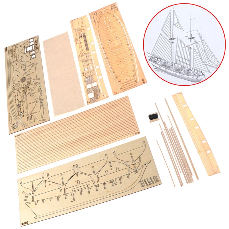 1:100 Halcon Wooden Sailing Boat DIY Model Kit