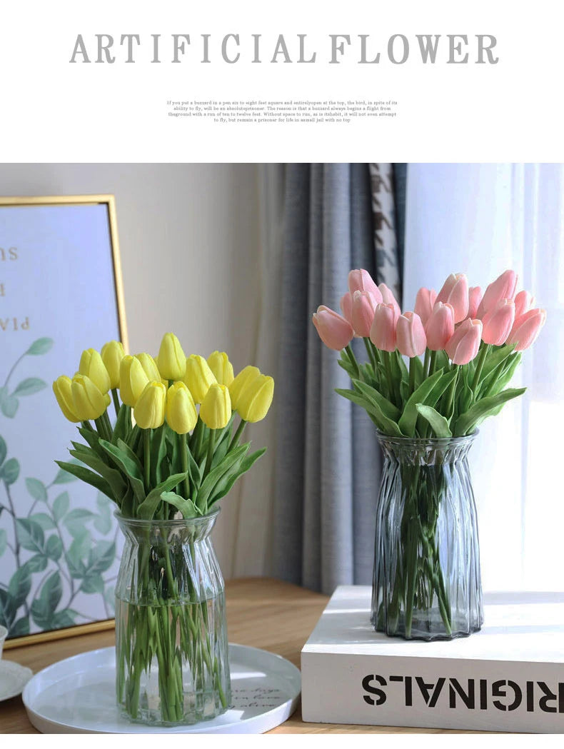 Silicone Artificial Tulip Bouquet – Realistic Floral Stems for Home & Wedding Decor
