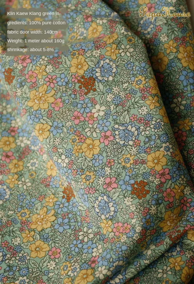 Blue White Porcelain Rose Cotton Poplin Fabric 140x50cm