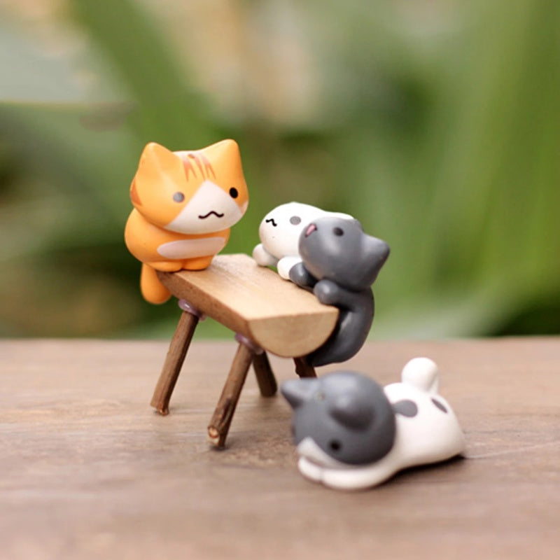 6Pcs Mini Lucky Cat Figurines for Garden and Bonsai Decor