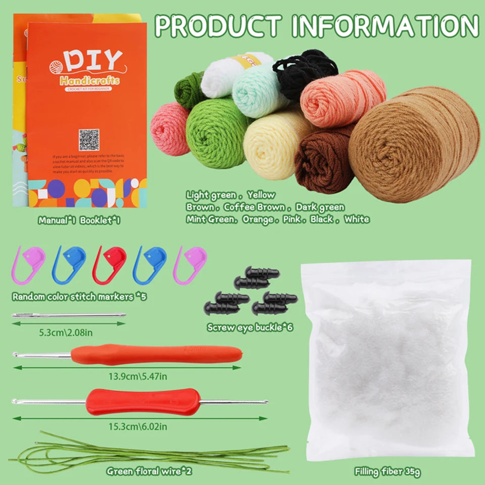 KRABALL 3/6pcs Cactus Crochet Starter Kit for Adults