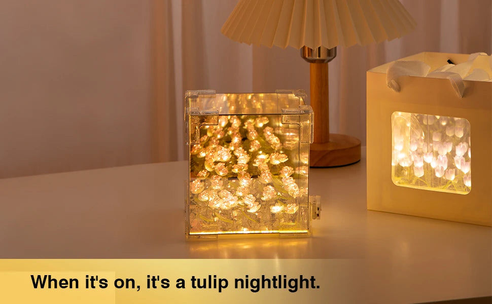 DIY Tulip LED Night Light & Mirror Cube Gift