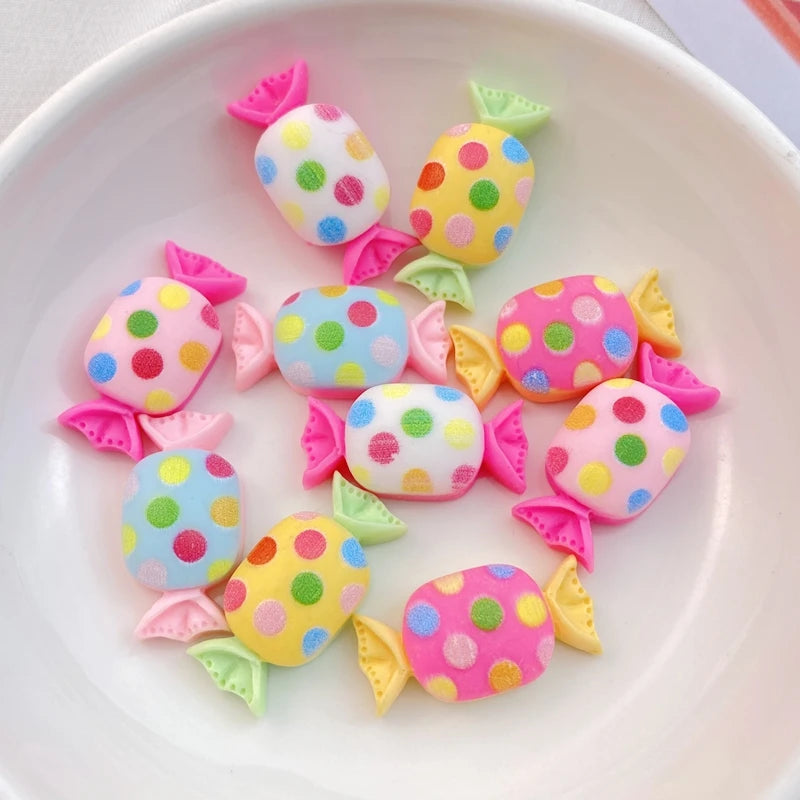 20pcs Cute Resin Candy Lollipop Flat Backs for DIY Crafts