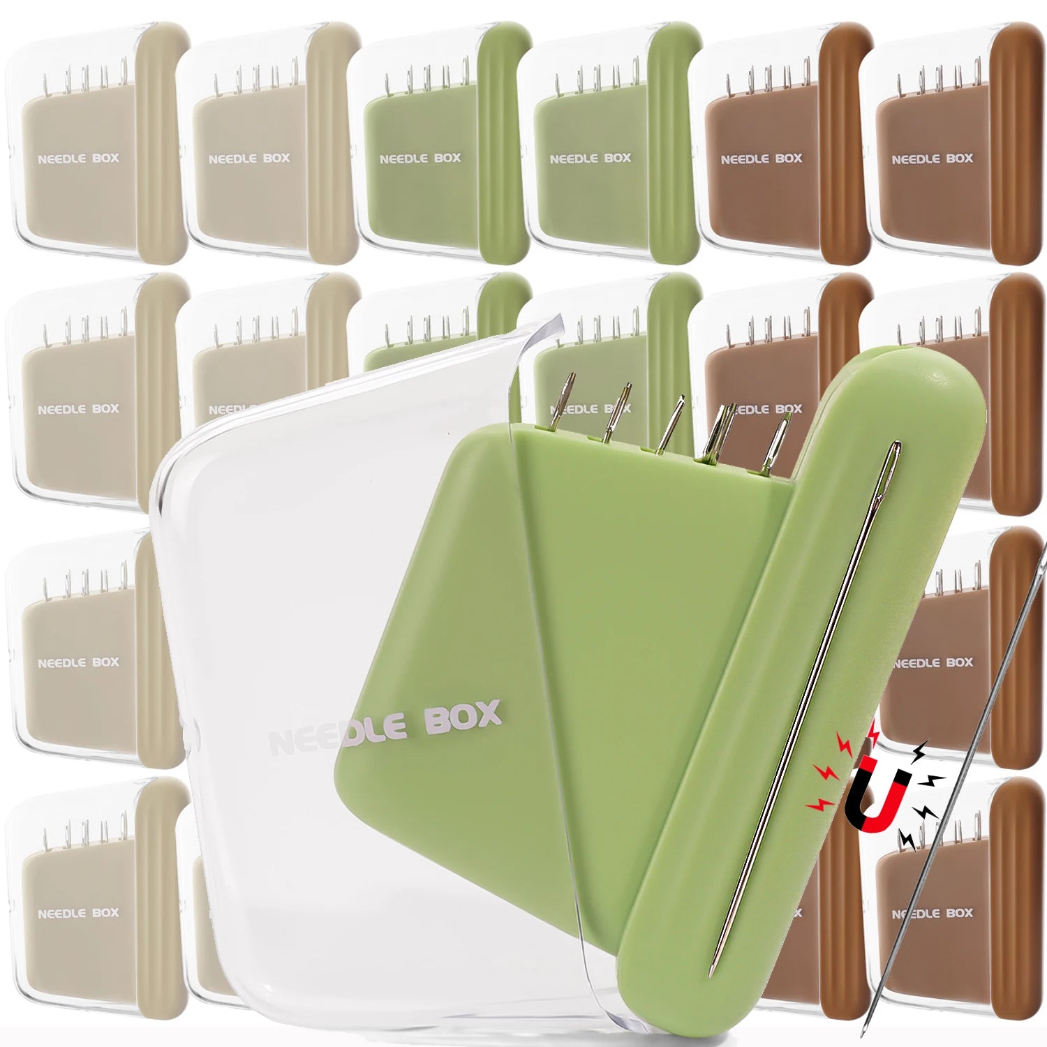 Magnetic Sewing Needle Box with 5 Sizes Needles