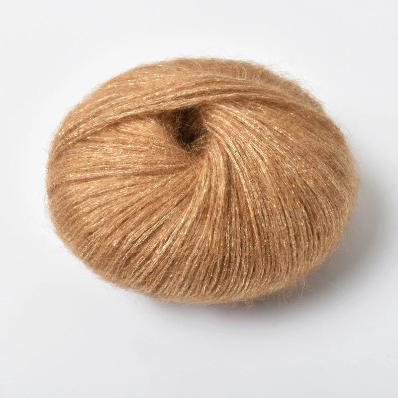 25g Golden Sequin Mohair Yarn – Soft Crochet & Knitting Wool