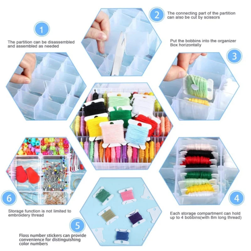 36-Grid Embroidery Floss Organizer Box Set