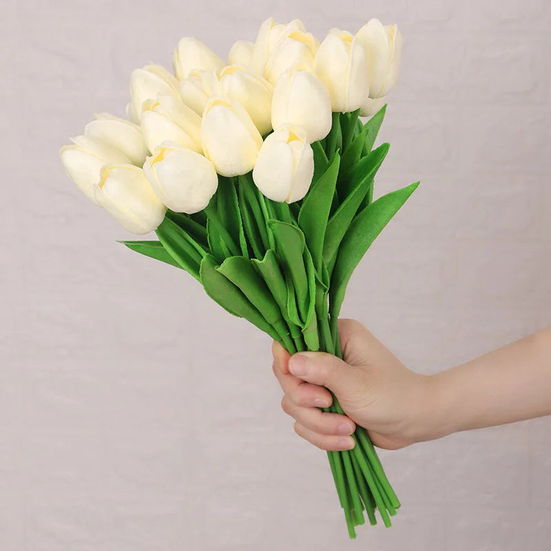 Silicone Artificial Tulip Bouquet – Realistic Floral Stems for Home & Wedding Decor