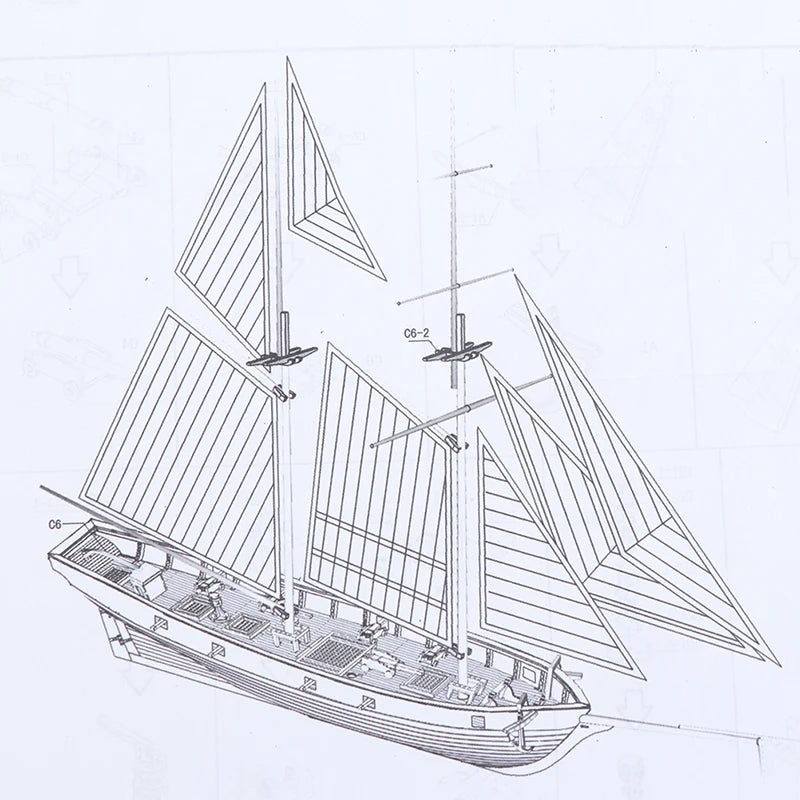 1:100 Halcon Wooden Sailing Boat DIY Model Kit