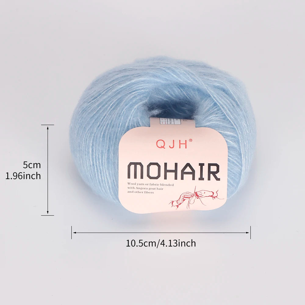6pcs Soft Mohair Angora Yarn – Fluffy Lace Yarn for Knitting & Crochet (25g/pc)