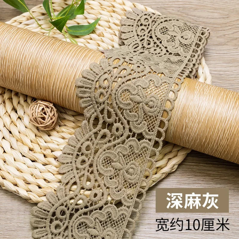 10cm Hollow Floral Embroidered Elastic Lace Trim