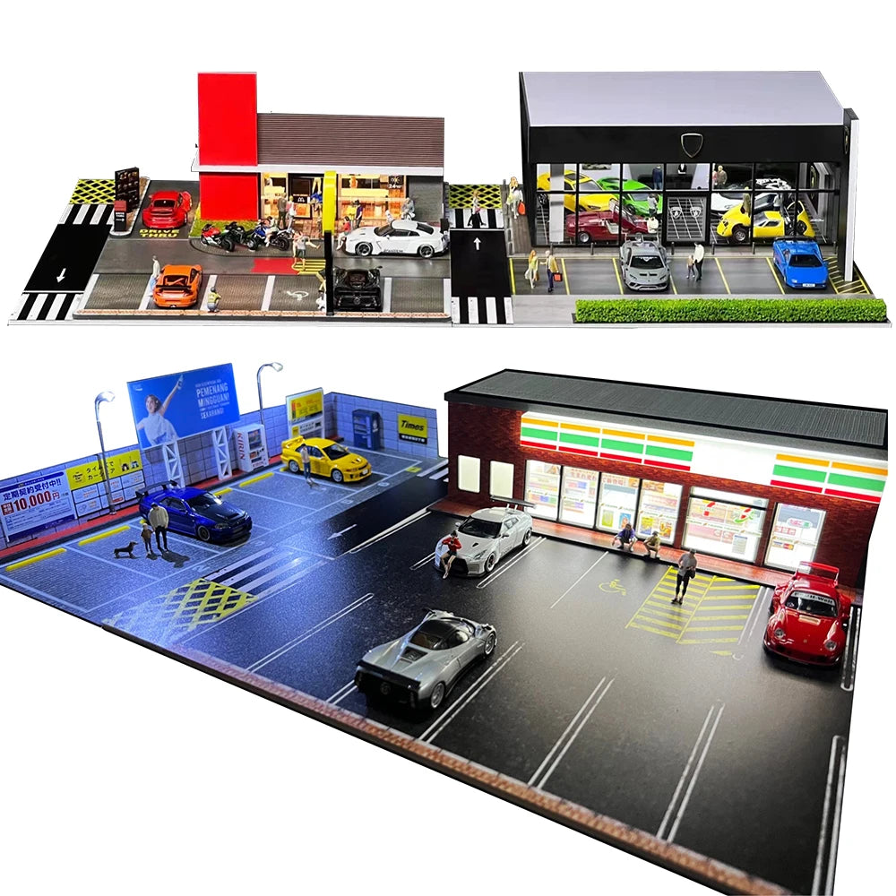 GFans 1:64 Scale Car Garage Diorama Model with LED Lights