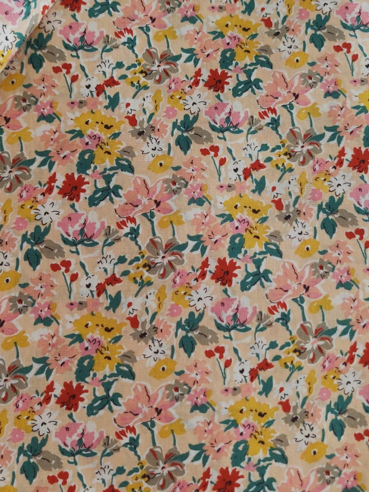 Blue White Porcelain Rose Cotton Poplin Fabric 140x50cm