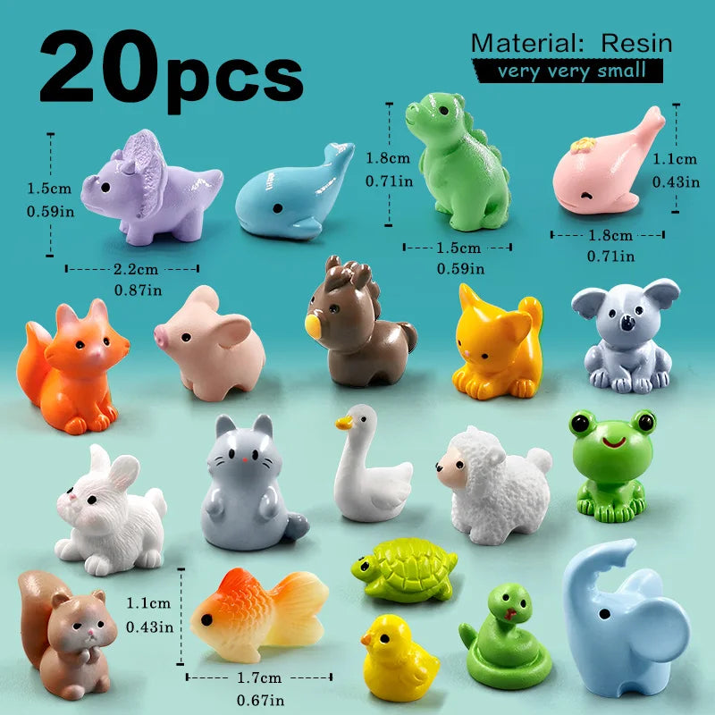 10Pcs Mini Animal Figurines Garden Decorations