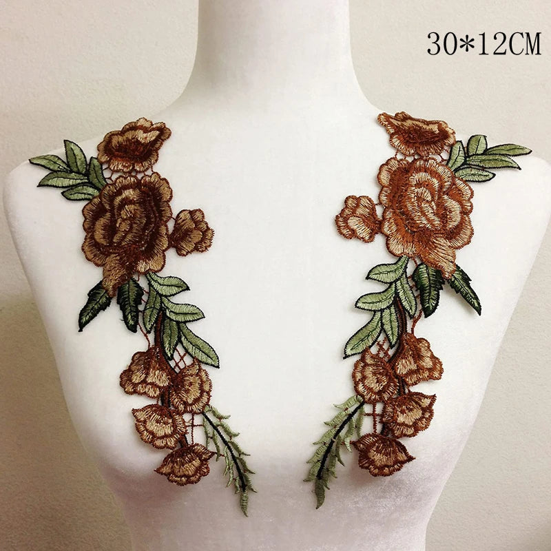 3D Flower Embroidery Applique Patch – 2Pcs Set
