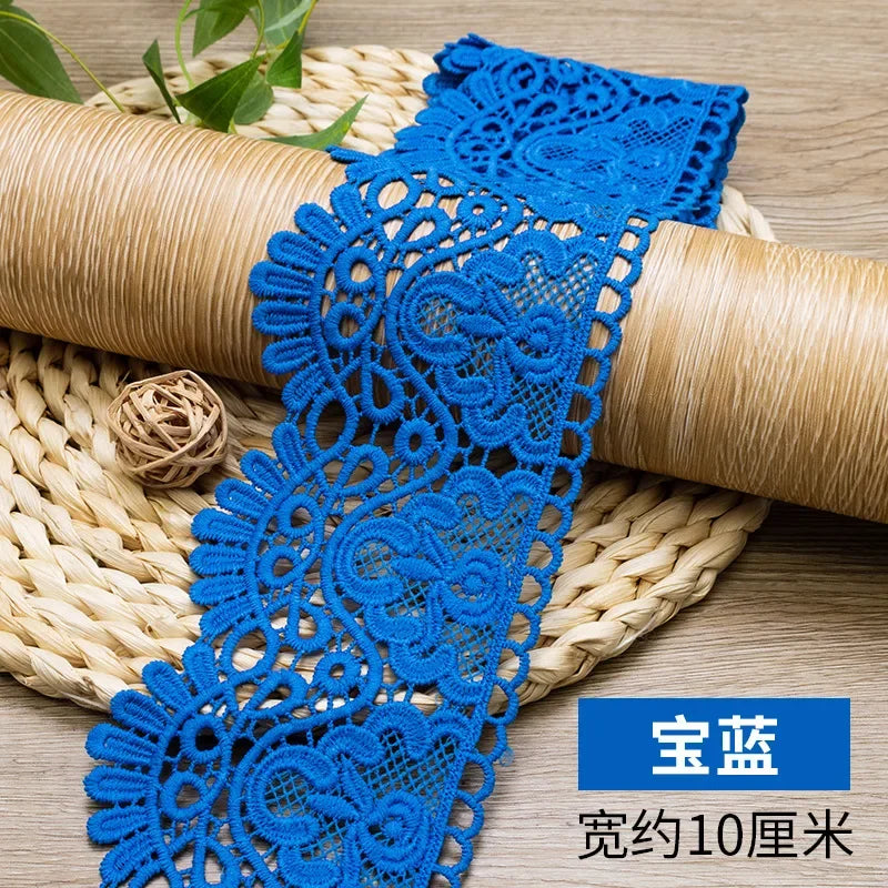 10cm Hollow Floral Embroidered Elastic Lace Trim