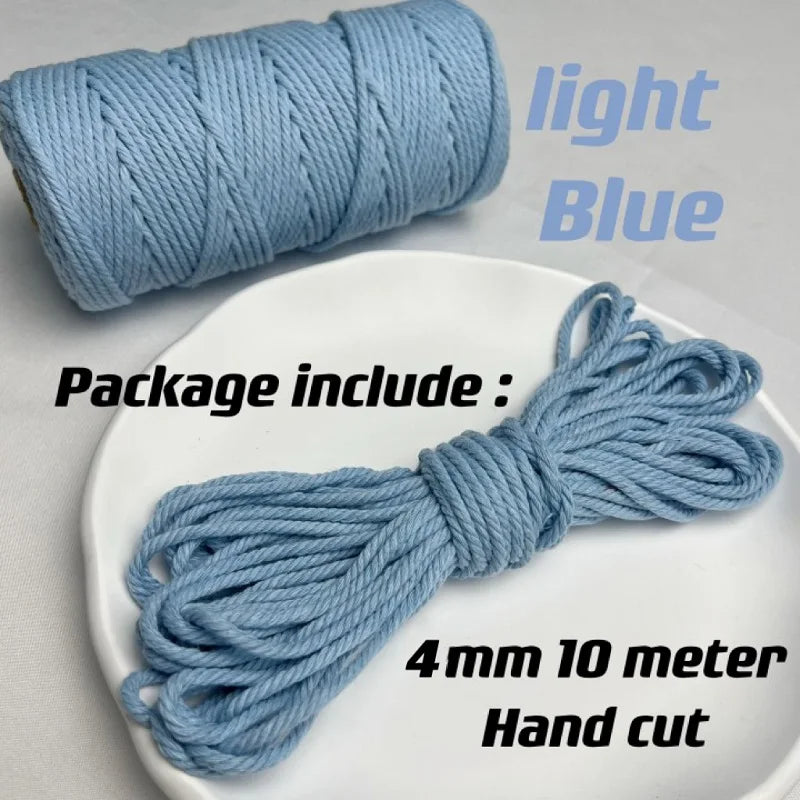 10m 4mm Braided Cotton Macrame Rope – Natural DIY Craft Cord