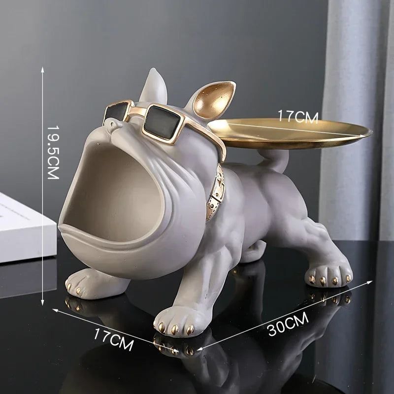 Bulldog Resin Figurine Storage Box for Home Decor