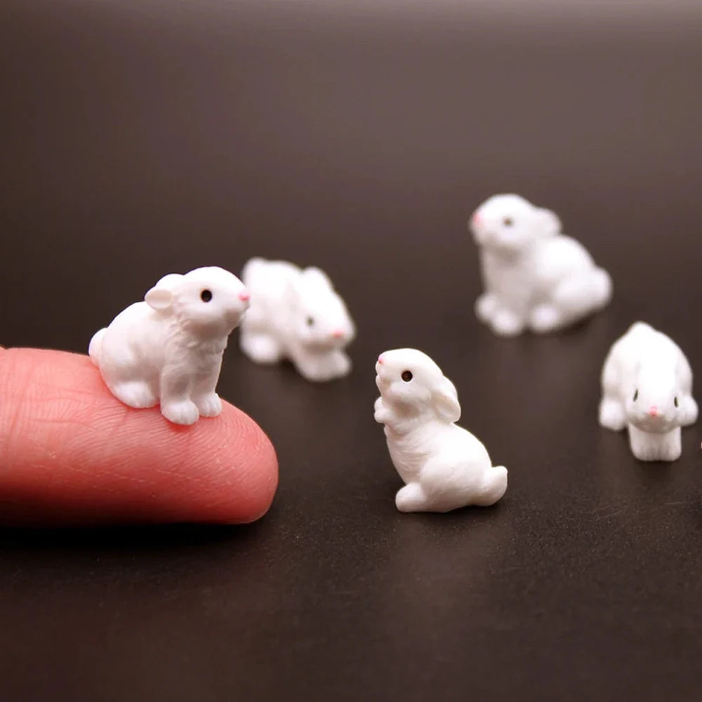 5/10pcs Mini Resin Rabbit Figurines for Fairy Garden and DIY Crafts