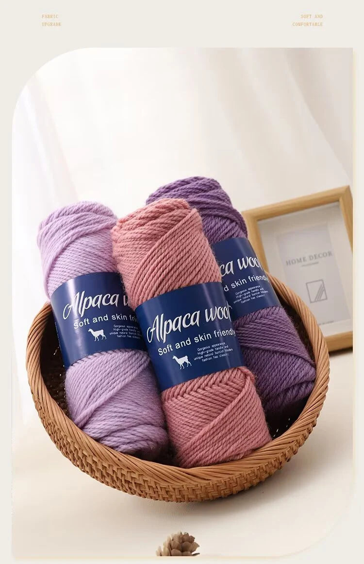 500g Coarse Alpaca Wool Yarn – Warm Handwoven Knitting Yarn