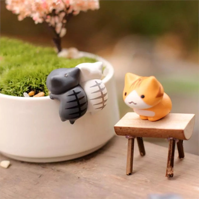 6Pcs Mini Lucky Cat Figurines for Garden and Bonsai Decor
