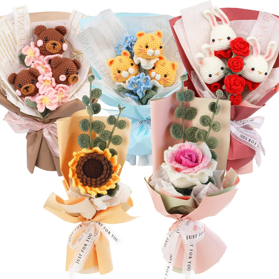 KRABALL Crochet Animal or Flower Bouquet Kit