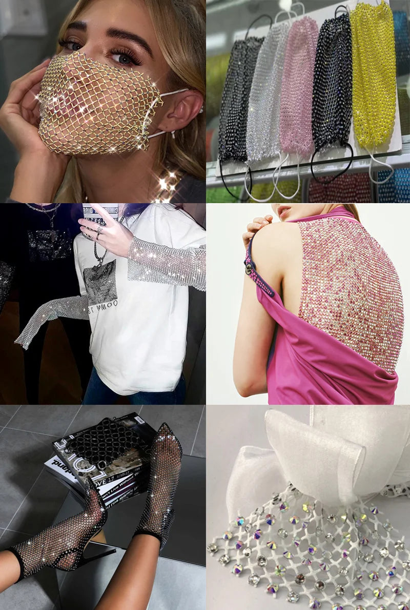 Rhinestone Mesh Applique Trim for DIY Crafts