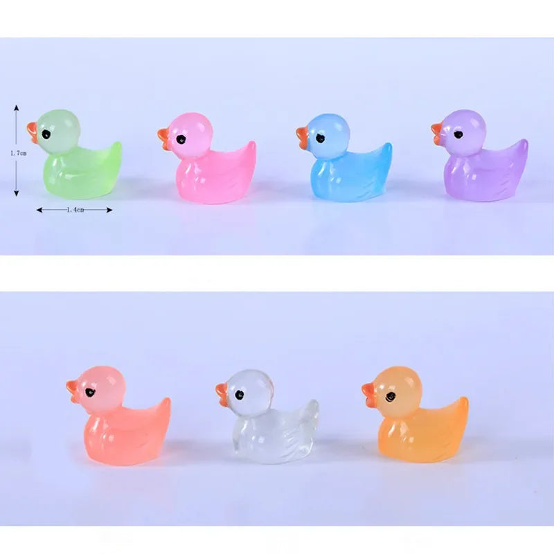 50pcs Luminous Mini Duck Figurines for Fairy Garden Decor