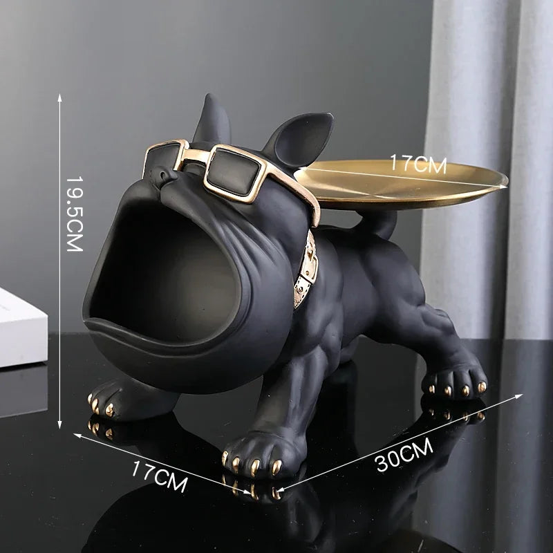 Bulldog Resin Figurine Storage Box for Home Decor