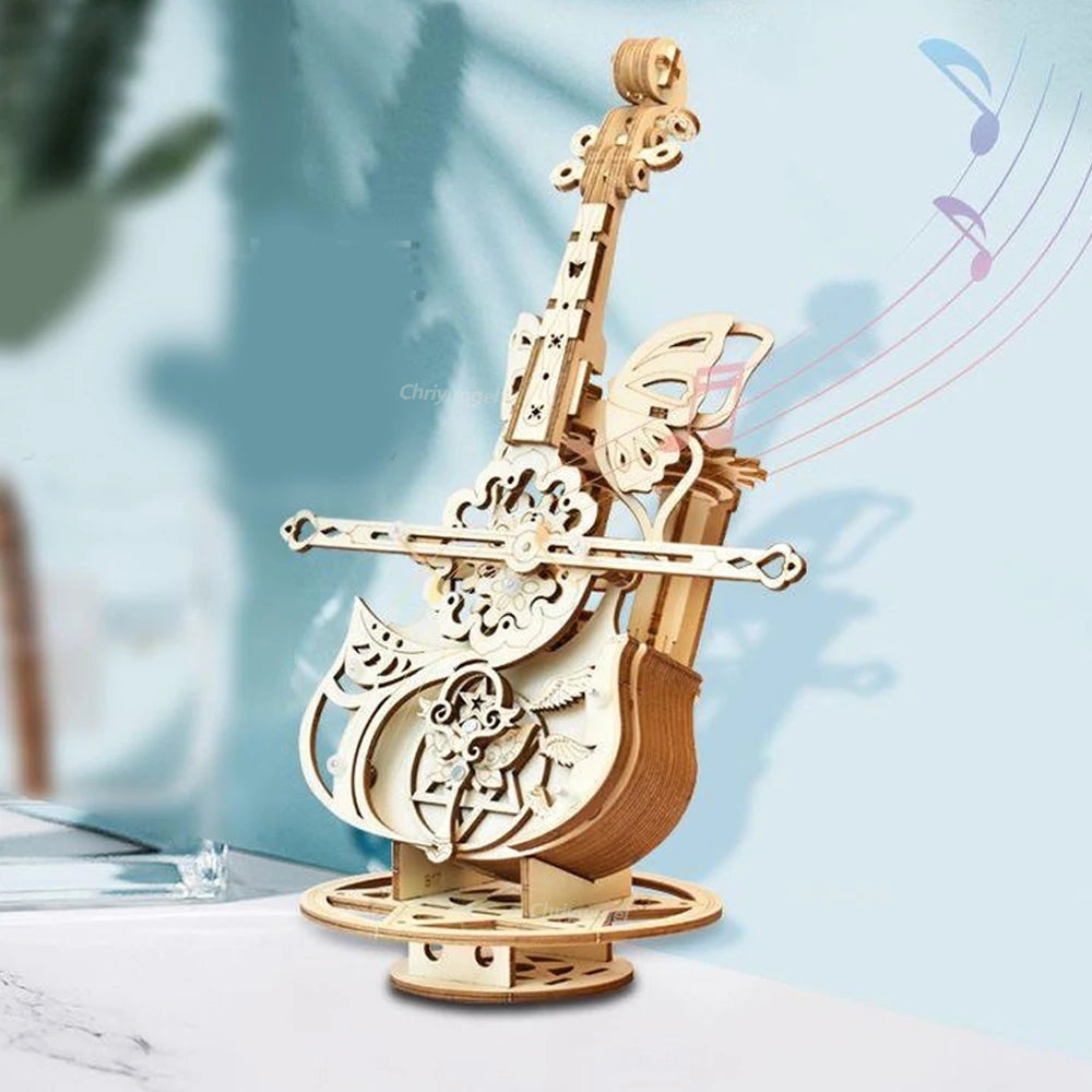 3D Wooden Cello Puzzle DIY Music Box Model Kit