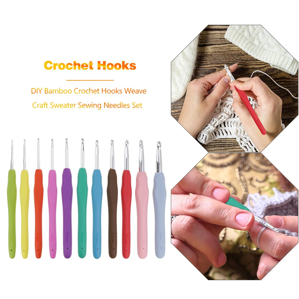 Aluminum Crochet Hook Set (2.0mm–8.0mm) with Storage Bag