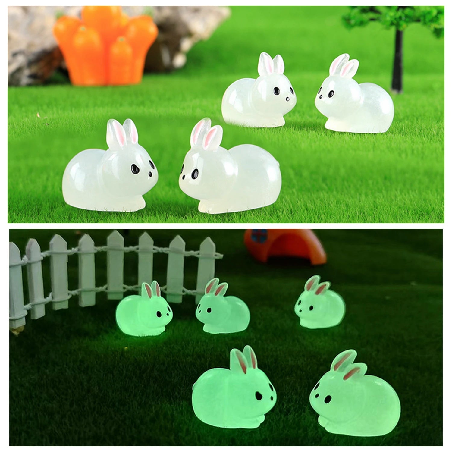 Mini Glow-in-the-Dark Animal and Mushroom Figurines for Fairy Garden