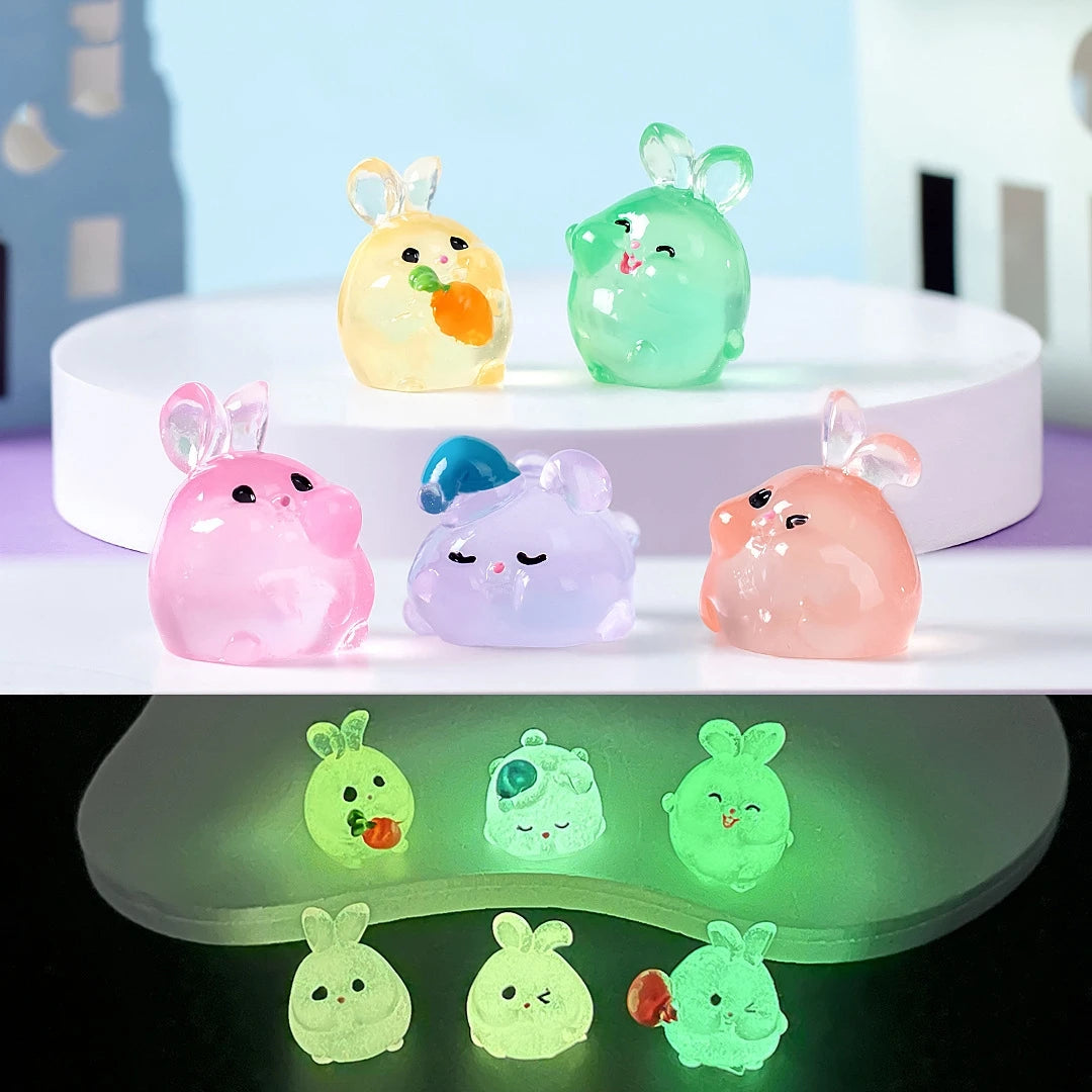 Mini Glow-in-the-Dark Animal and Mushroom Figurines for Fairy Garden