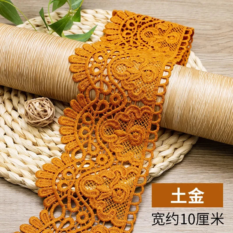 10cm Hollow Floral Embroidered Elastic Lace Trim
