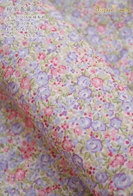 Blue White Porcelain Rose Cotton Poplin Fabric 140x50cm