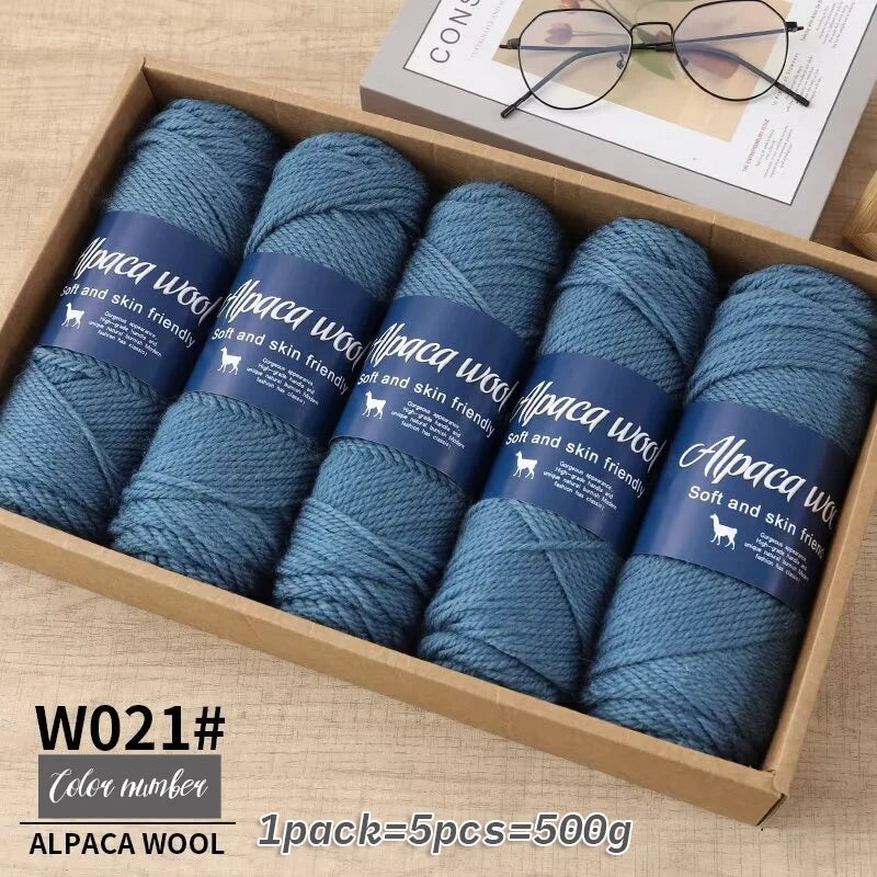 500g Coarse Alpaca Wool Yarn – Warm Handwoven Knitting Yarn