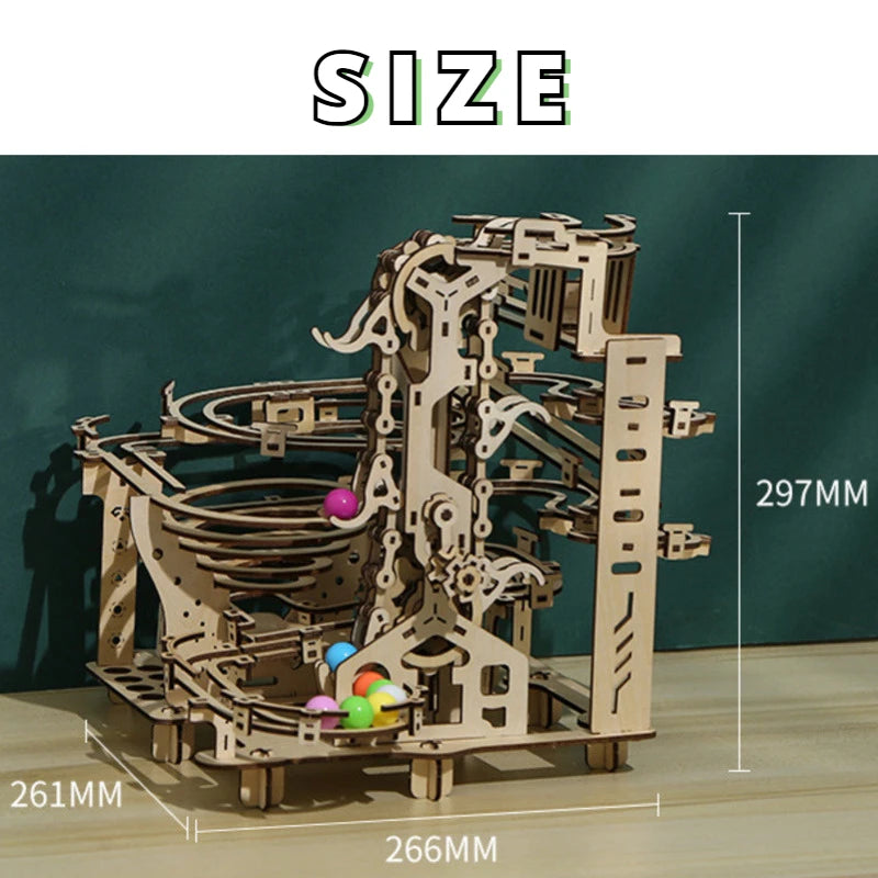 3D Wooden Marble Run Puzzle – 335PCS DIY STEM Kit