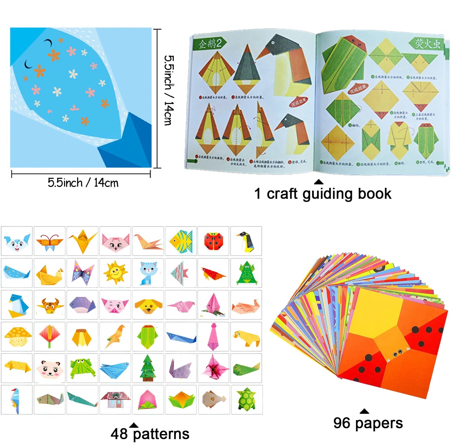 Origami Kit with Paper and Guide Book for Kids