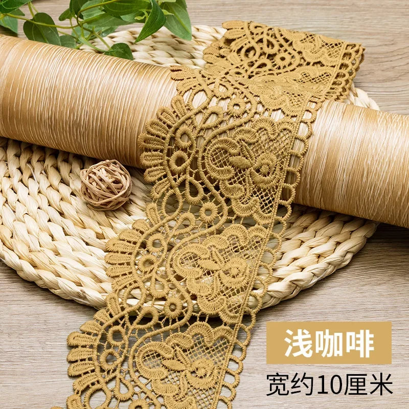10cm Hollow Floral Embroidered Elastic Lace Trim