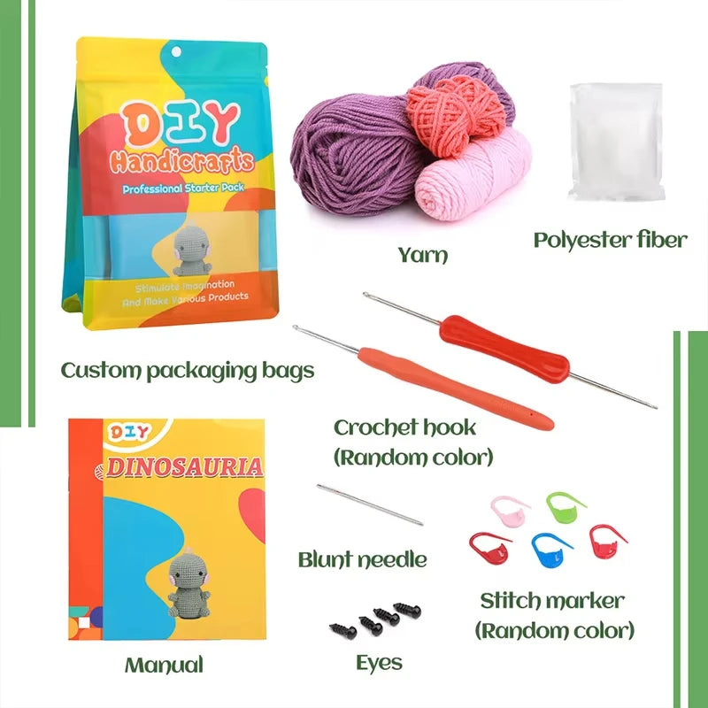 Fenrry DIY Crochet Kit – Dinosaur-Shaped Doll with Yarn & Tools