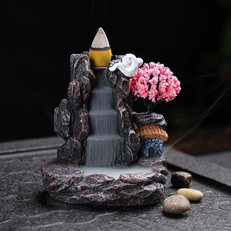 Backflow Waterfall Incense Burner with Cones for Aromatherapy and Home Decor