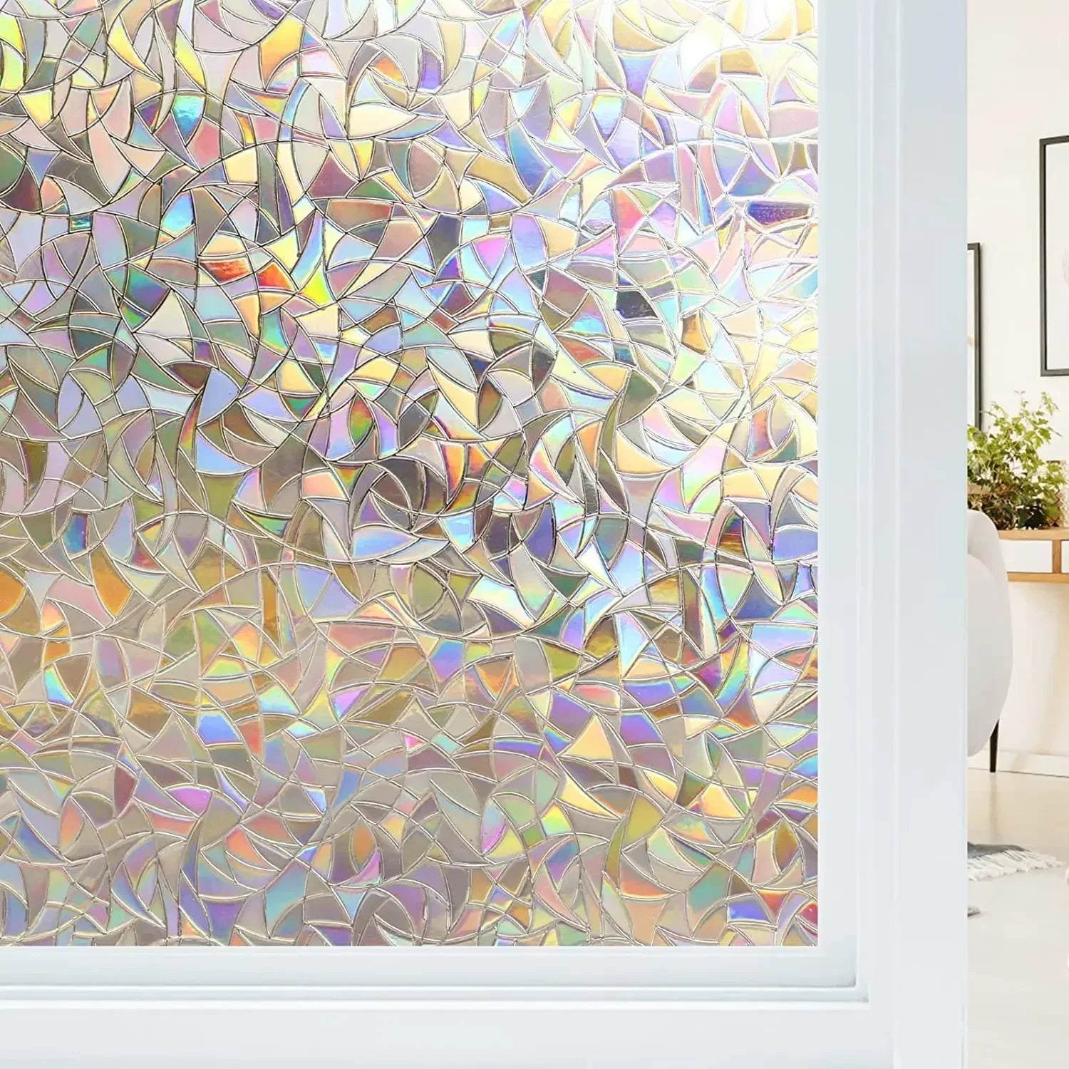 Rainbow Static Cling Stained Glass Privacy Film