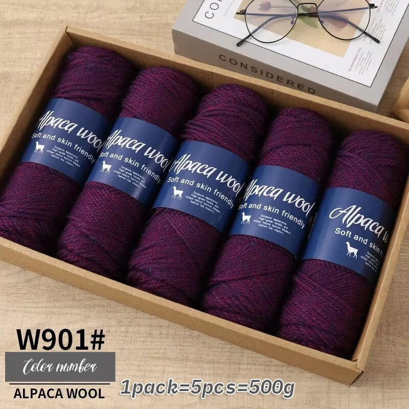 500g Coarse Alpaca Wool Yarn – Warm Handwoven Knitting Yarn
