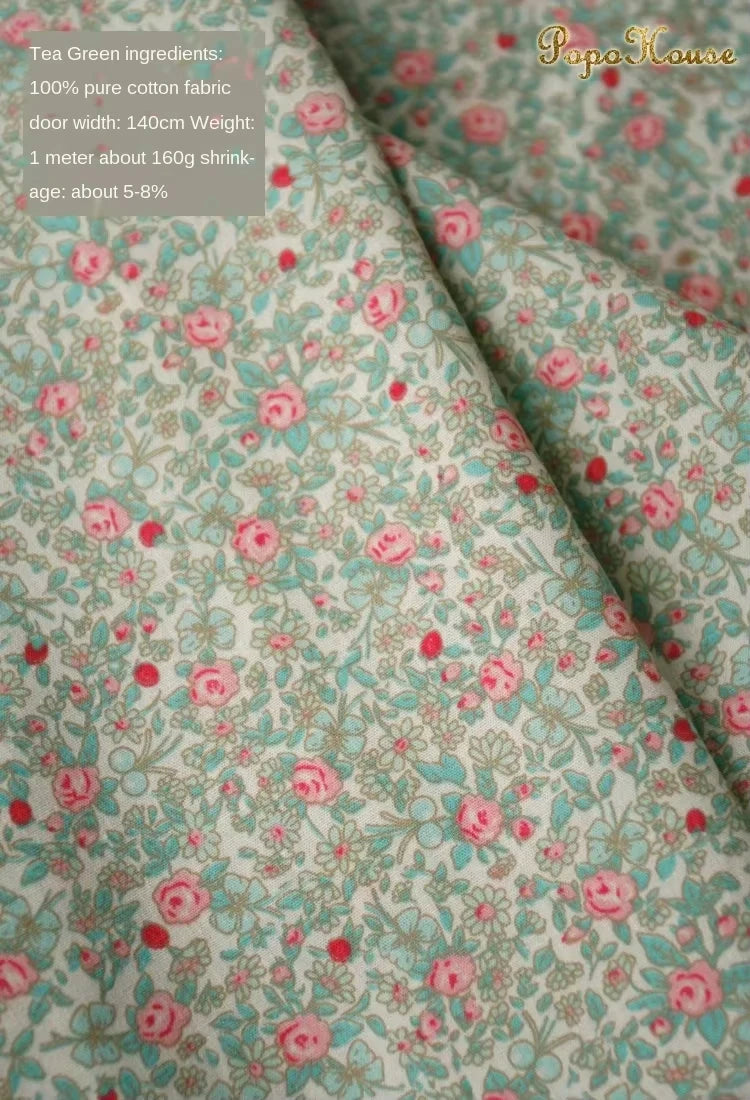 Blue White Porcelain Rose Cotton Poplin Fabric 140x50cm