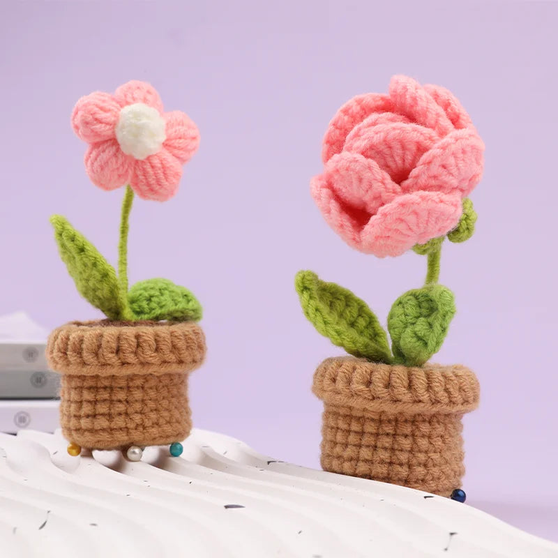 KRABALL 6pcs Beginner Crochet Potted Flower Kit