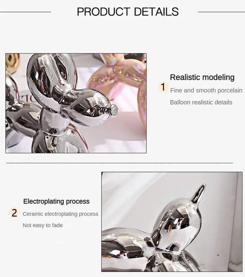 Nordic Ceramic Balloon Dog – Abstract Home & Office Sculpture