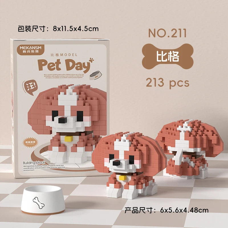 HUIQIBAO Mini Pet Micro Building Blocks – Dog & Cat Models
