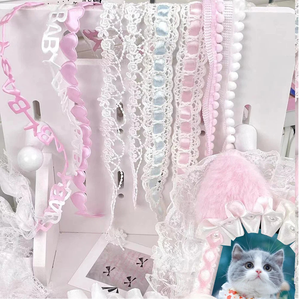 10pcs Plaid Lace Strips for DIY Sewing and Decor