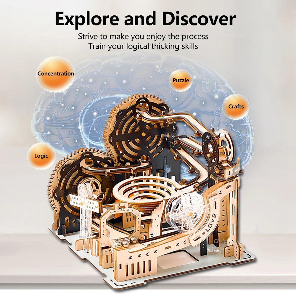 3D Wooden Marble Run Puzzle – Mechanical Model Kit