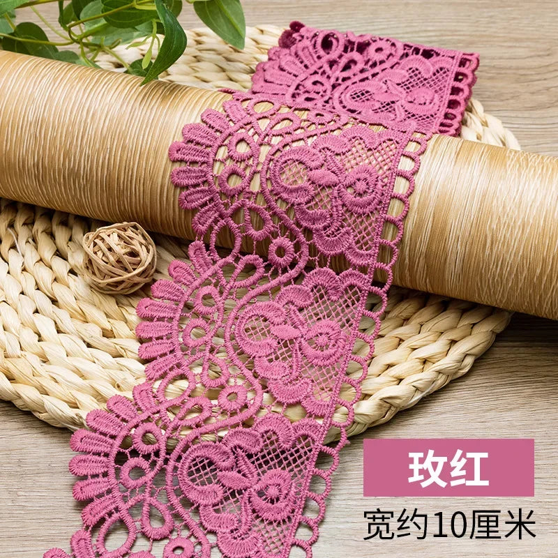 10cm Hollow Floral Embroidered Elastic Lace Trim